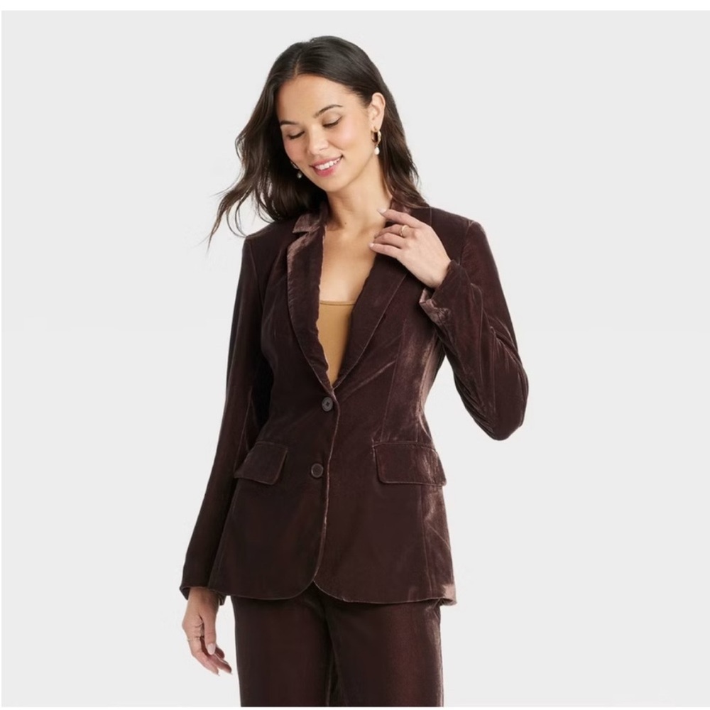 a new day Velvet Blazer in Deep Brown